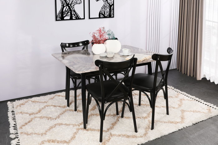 Hanah Home Ekol 1331 V4 Juego de 4 Sillas Negras